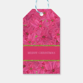 Étiquettes-cadeau poinsettias de couleur Fuchsia, motif floral perso