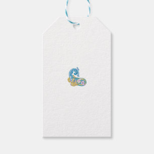 Étiquettes-cadeau Point, Sherpa Blue, Design de sable doré