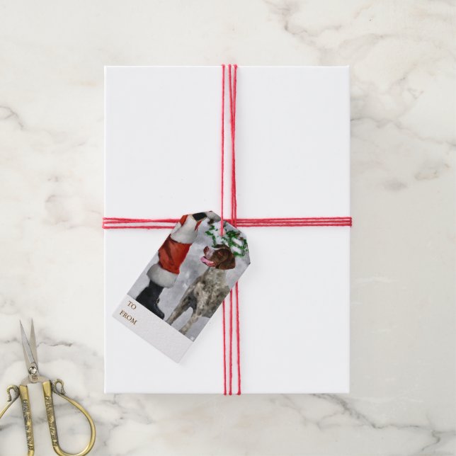 Étiquettes-cadeau Pointeur court allemand Noël (Avec de la ficelle)