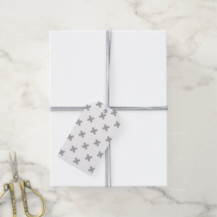 Étiquettes-cadeau Points de croix gris sur fond blanc