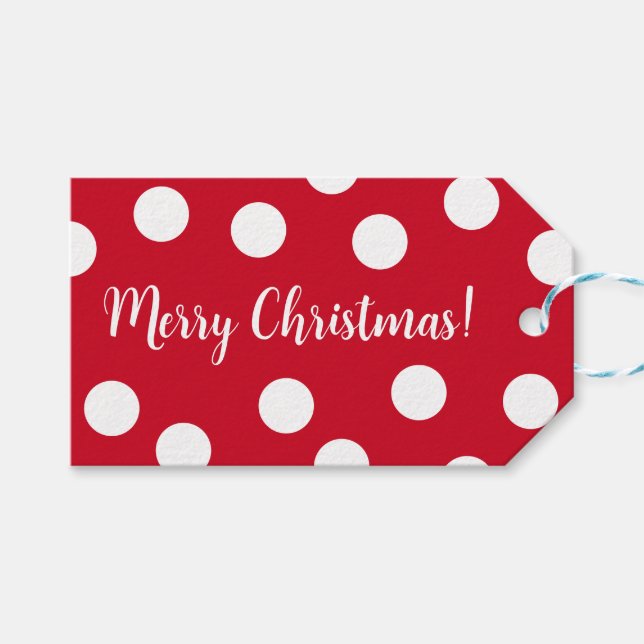 Étiquettes-cadeau Points Polka personnalisés en rouge et blanc Noël (Devant (Horizontal))