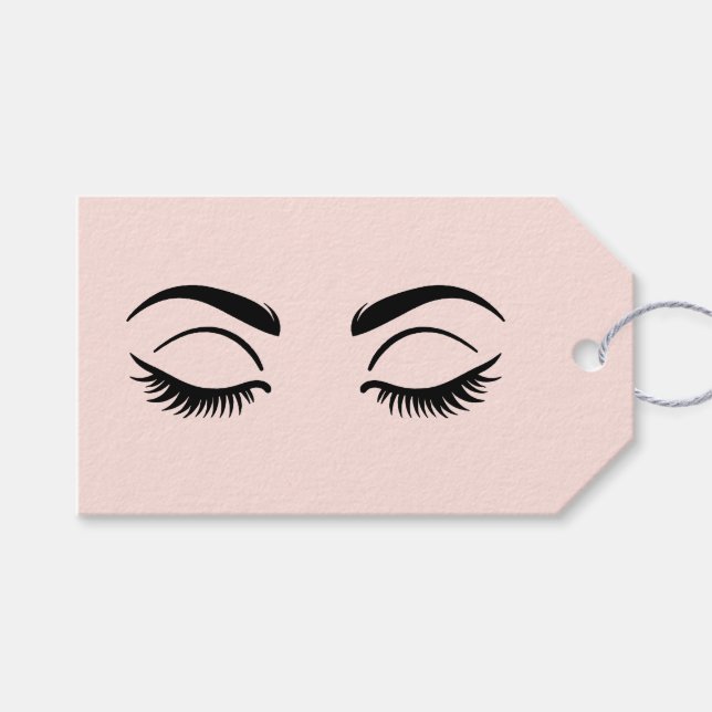 Étiquettes-cadeau Poireaux de maquillage rose & Brows Beauté (Devant (Horizontal))