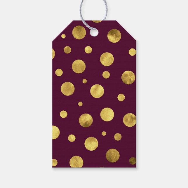 Étiquettes-cadeau Pois d'aquarelle or de Bourgogne (Devant)