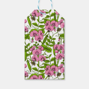 Étiquettes-cadeau Pois doux et bourdons, rose, vert et blanc