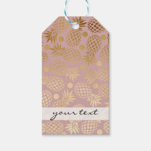 Étiquettes-cadeau pois élégant de motif d'ananas d'or de faux