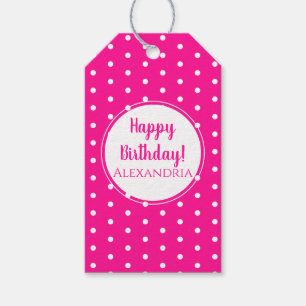Étiquettes-cadeau Pois roses chauds modernes heureux anniversaire