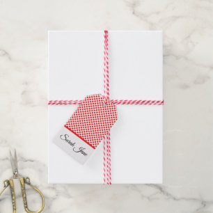Étiquettes-cadeau Pois rouge blanc classique   Nom personnalisé
