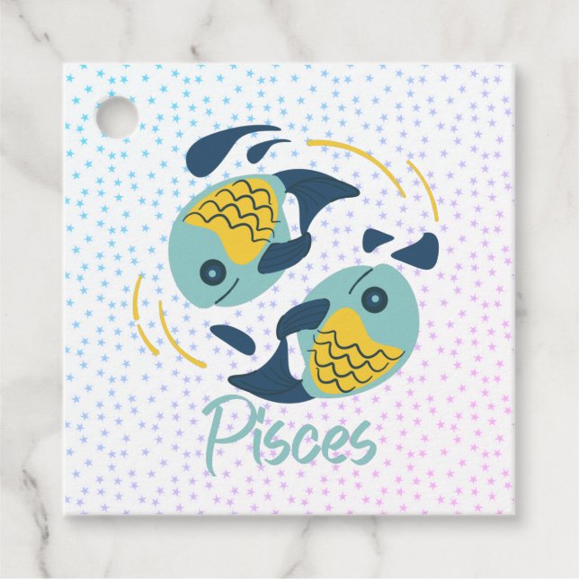 Étiquettes Cadeau Poissons de Poissons modernes Zodiac (Devant)
