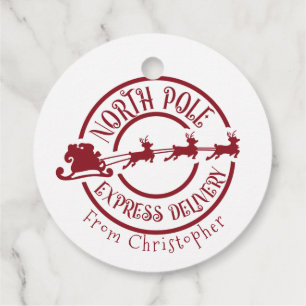 Étiquettes Cadeau Pôle Nord De Père Noël Poteau Express
