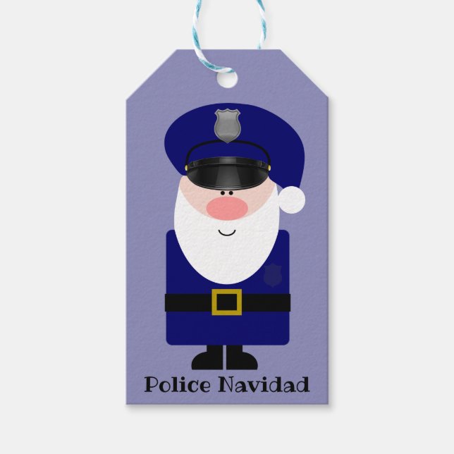 Étiquettes-cadeau Police Navidad Père Noël (Devant)