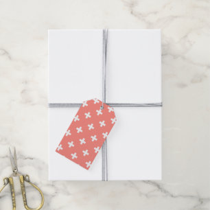 Étiquettes-cadeau Polka blanche croise sur la pêche