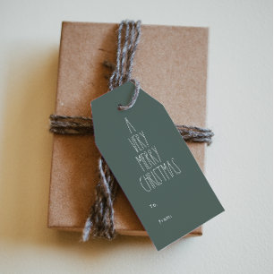 Étiquettes-cadeau Polka Boho vert point Noël à partir de