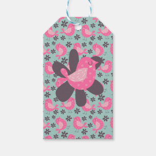 Étiquettes-cadeau Polka Dot Birds and Flowers