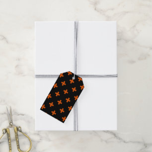 Étiquettes-cadeau Polka orange croise sur noir