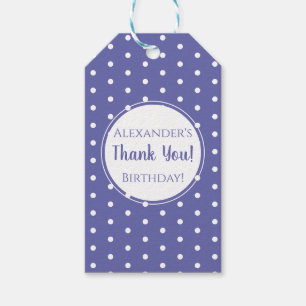 Étiquettes-cadeau Polka violet moderne Nom du point Anniversaire Fêt