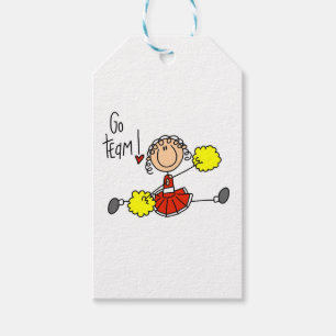 Étiquettes-cadeau Pom-pom girl de l'équipe Red Go