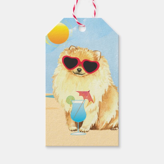 Étiquettes-cadeau Pomeranian d'été (Devant)