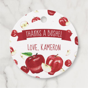 Étiquettes Cadeau Pomme de notre oeil, Merci de fête d'anniversaire