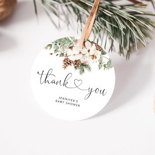 Étiquettes Cadeau Pomme de pin hiver Evergreen merci