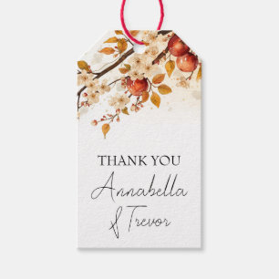 Étiquettes-cadeau Pommes et Fleurs Mariage d'Automne Nom Personnalis