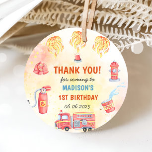 Étiquettes Cadeau Pompier Camion 1er fête d'anniversaire