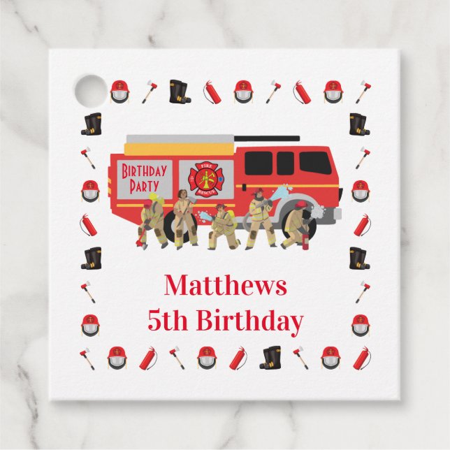 Étiquettes Cadeau Pompier Enfant Fête d'anniversaire Conception du t (Devant)