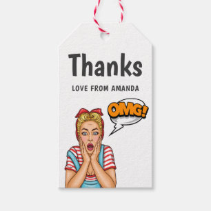 Étiquettes-cadeau Pop Art Comic Merci