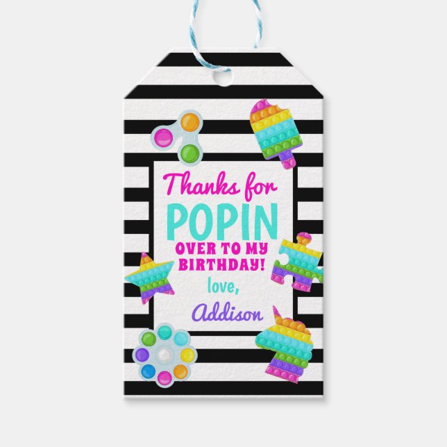 Étiquettes-cadeau Pop It Birthday Invitation, Pop Fidget Invitation, (Devant)