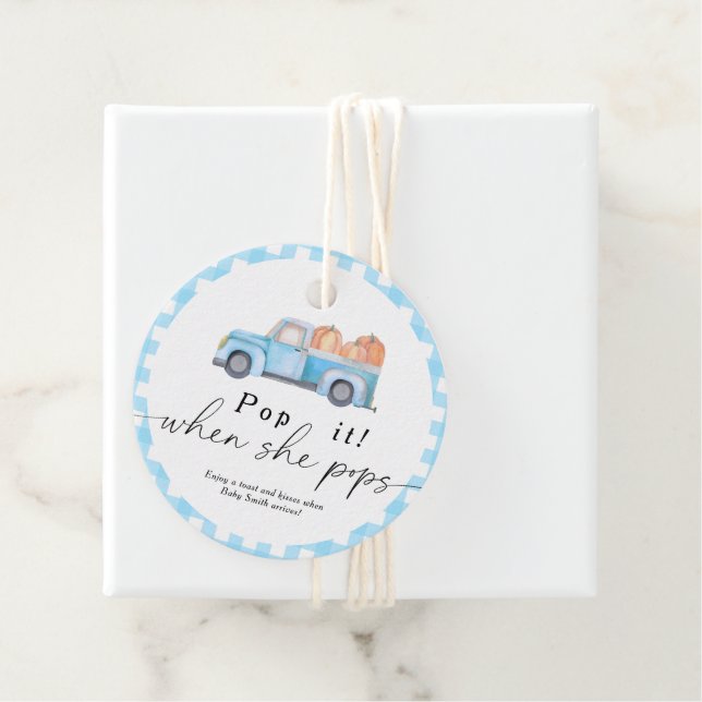 Étiquettes Cadeau Pop it when it pops - camion Citrouille - (En situation)