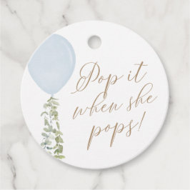 Étiquettes Cadeau Pop it When She Pops Blue Balloon Baby shower