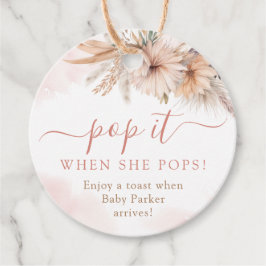 Étiquettes Cadeau Pop It When She Pops Boho Pampas Grass Floral