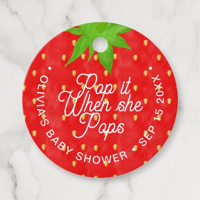 Étiquettes Cadeau Pop It When She Pops Strawberry (Devant)