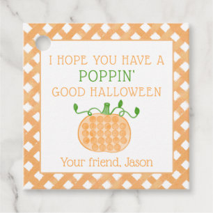 Étiquettes Cadeau Poppin Halloween Pop It Citrouille Orange