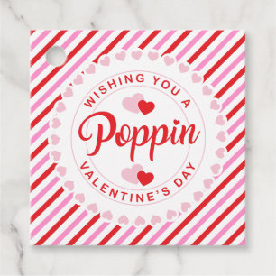 Étiquettes Cadeau Poppin Valentine's Day Pink et Red Stripe