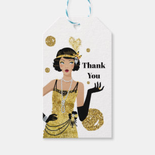Étiquettes-cadeau Porte fille 1920 flapper, Art Déco