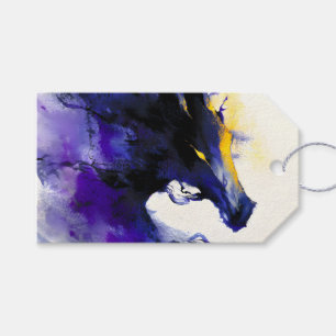 Étiquettes-cadeau Portrait abstrait aquarelle cheval noir