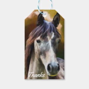 Étiquettes-cadeau Portrait de cheval numérique merci