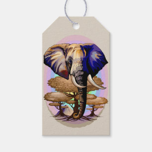 Étiquettes-cadeau Portrait surréaliste de l'éléphant africain