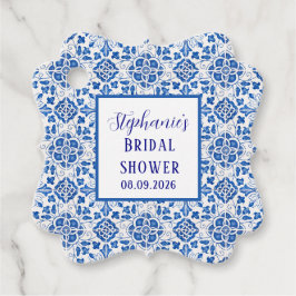 Étiquettes Cadeau Portugais Carreaux Bleu Méditerranée Douche nuptia