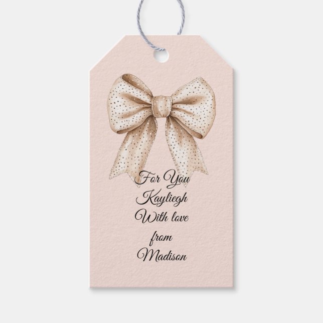 Étiquettes-cadeau Poser Crème Bow (Devant)