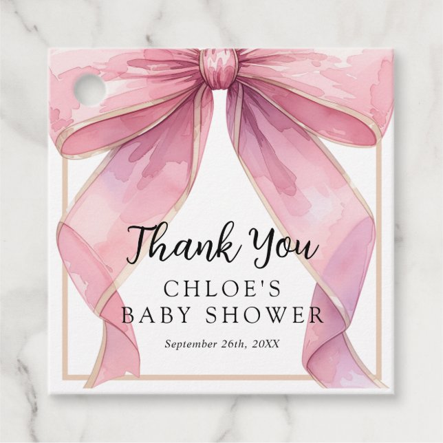 Étiquettes Cadeau Posh Coquette Bow Baby shower (Devant)
