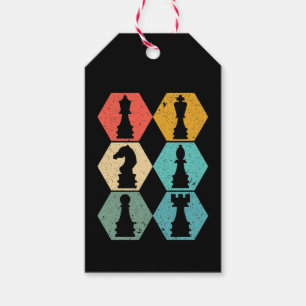 Étiquettes-cadeau Poster Retro Vintage Chess Pièces Sunset