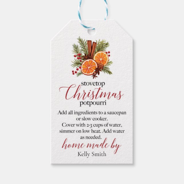 Étiquettes-cadeau Pot-pourri de Noël pour cuisinière (Devant)