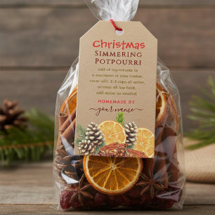 Étiquettes-cadeau Pot-pourri rustique de Noël à faire mijoter