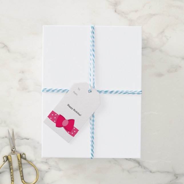 Étiquettes-cadeau Pot rose (Avec de laficelle)