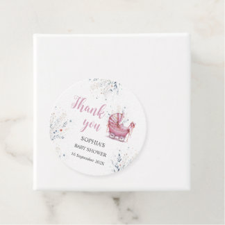 Étiquettes Cadeau Poussette Rose