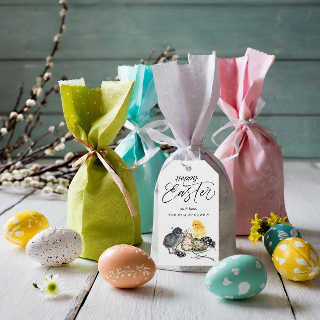 Étiquettes-cadeau Poussins & Nid | Joyeuses Pâques (Créateur téléchargé)