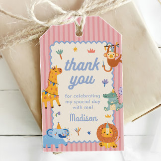 Étiquettes-cadeau Premier Anniversaire Animaux de Safari Mignons