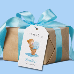 Étiquettes-cadeau Premier anniversaire Boy Teddy Bear Crème de glace