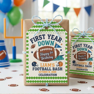 Étiquettes-cadeau Premier anniversaire de football de première année